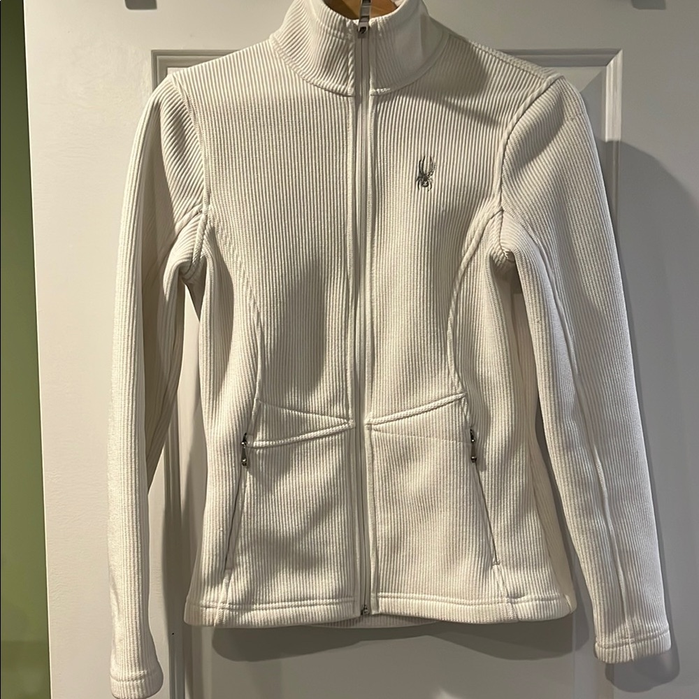 Spyder White Ski Jacket High Collar Performance Fit